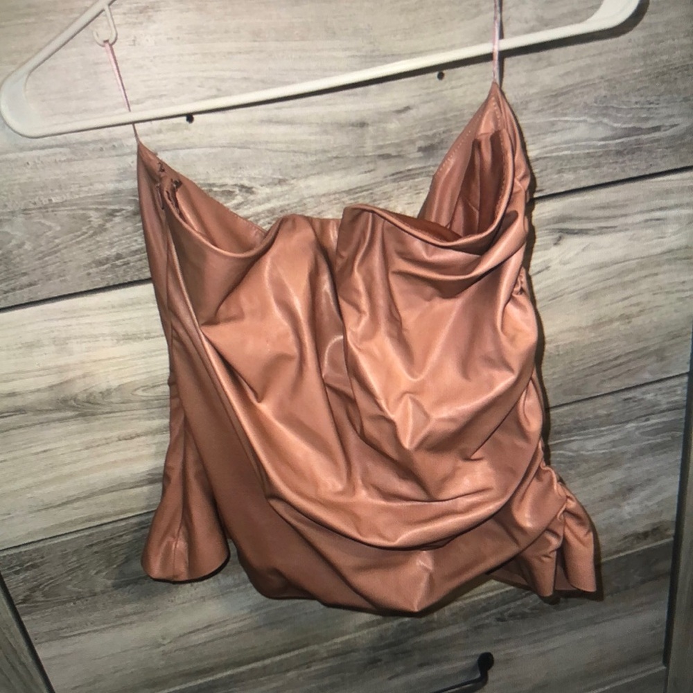 Elegant Copper Satin Drape Top